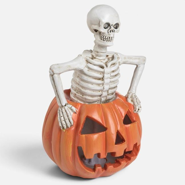 Decorațiune Halloween schelet în dovleac cu LED, portocaliu-gri [2]