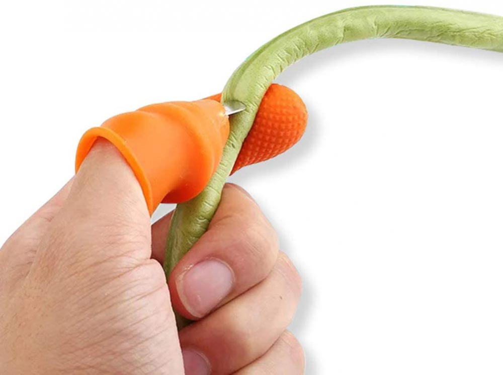 Degetar cu Lama pentru Gradinarit pentru Taiat si Curatat Legume si Fructe, cu 5 Protectii pentru Deget, Femei, CBD CORAL BEST DEALS Portocaliu [2]