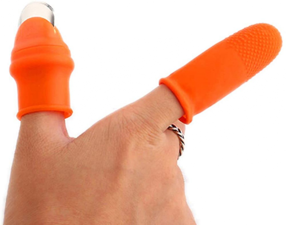 Degetar cu Lama pentru Gradinarit pentru Taiat si Curatat Legume si Fructe, cu 5 Protectii pentru Deget, Femei, CBD CORAL BEST DEALS Portocaliu [3]