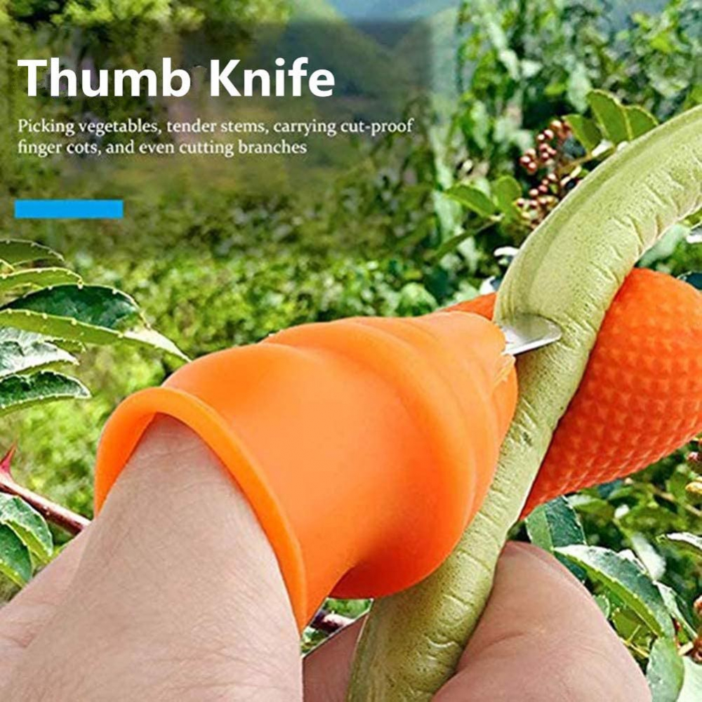 Degetar cu Lama pentru Gradinarit pentru Taiat si Curatat Legume si Fructe, cu 5 Protectii pentru Deget, Femei, CBD CORAL BEST DEALS Portocaliu [8]