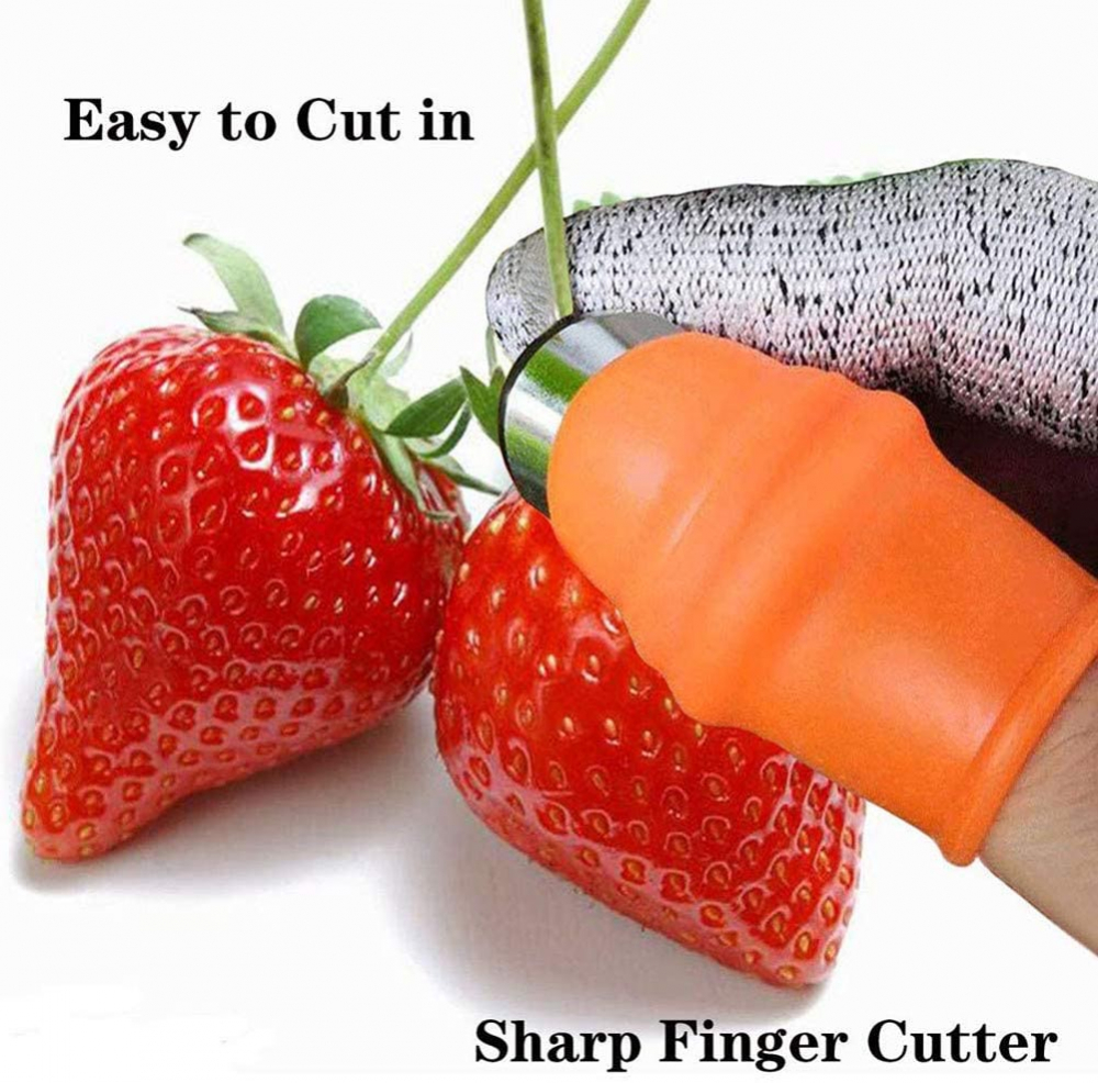 Degetar cu Lama pentru Gradinarit pentru Taiat si Curatat Legume si Fructe, cu 5 Protectii pentru Deget, Femei, CBD CORAL BEST DEALS Portocaliu [7]