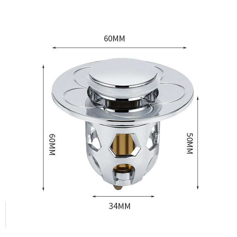 Dispozitiv pentru Protectie Scurgere Chiuveta, Cada si Dus cu Protectie Anti Infundare si Functie de Oprire a Apei, ABS si Cupru, 6 x 6 cm, Argintiu, 3 cm [6]