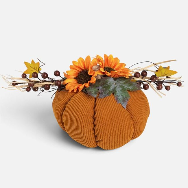 Dovleac decorativ maro catifelat cu ornamente, 24x18 cm [2]