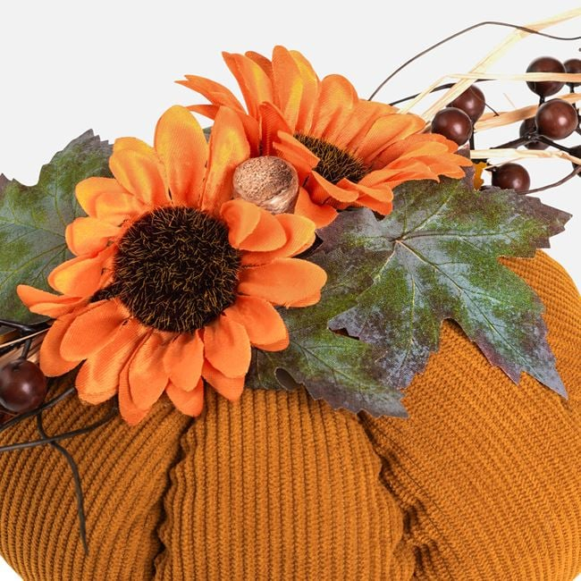 Dovleac decorativ maro catifelat cu ornamente, 24x18 cm [3]