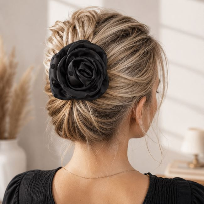 Elastic Păr Negru cu Floare pentru Femei [2]