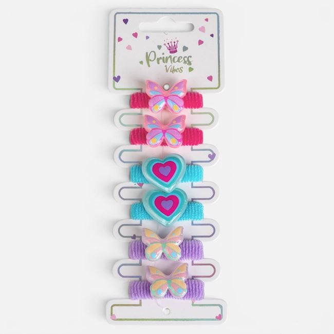 Elastice de Păr Frotte cu Fluturi si Inimi Colorate pentru Copii – 6buc [1]