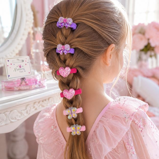 Elastice de Păr Frotte cu Inimi si Fluturi 3D Glitter pentru Copii – 6buc [2]