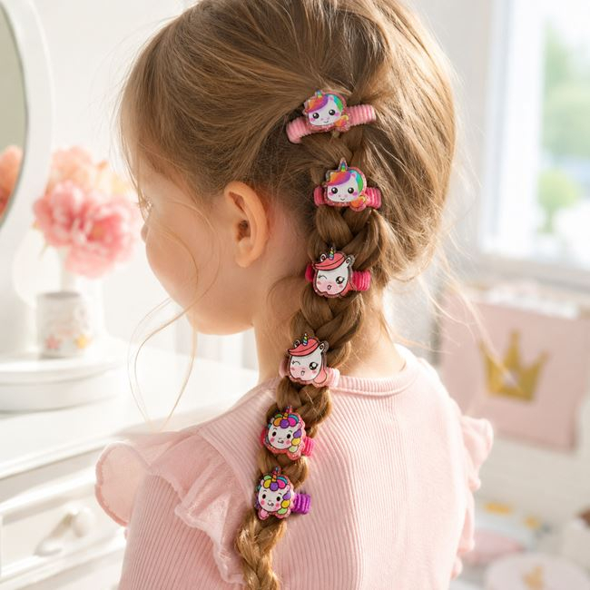 Elastice de Păr Frotte cu Unicorni 3D Glitter pentru Copii – 6buc [2]