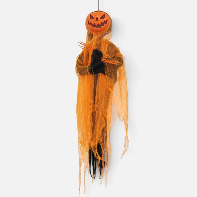 Fantomă decorativă Halloween portocaliu-negru cu mișcare, lumină și sunet [4]