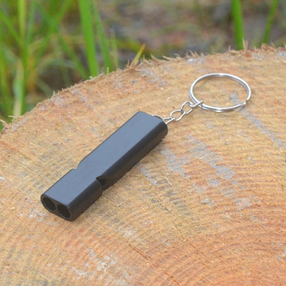 Fluier dublu din aluminiu cu inel pentru chei, pentru arbitri si activitati in aer liber, 5.5 cm [2]