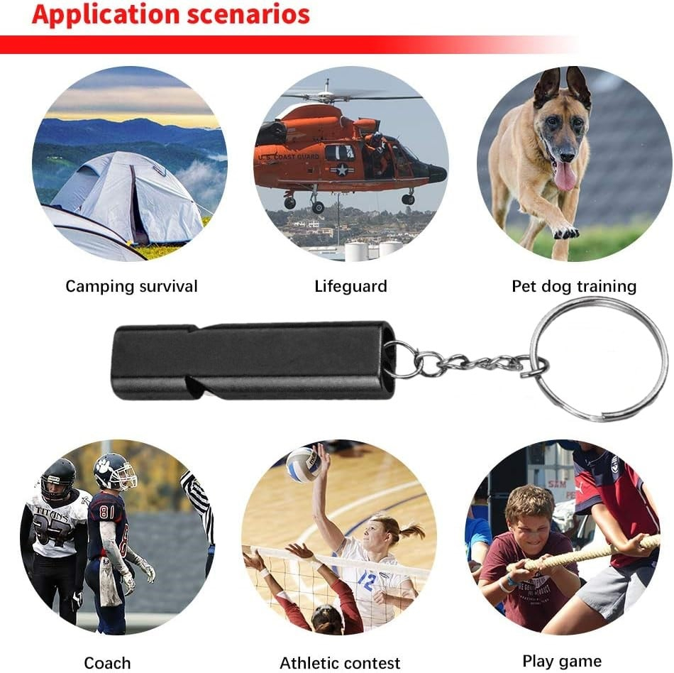 Fluier dublu din aluminiu cu inel pentru chei, pentru arbitri si activitati in aer liber, 5.5 cm [3]