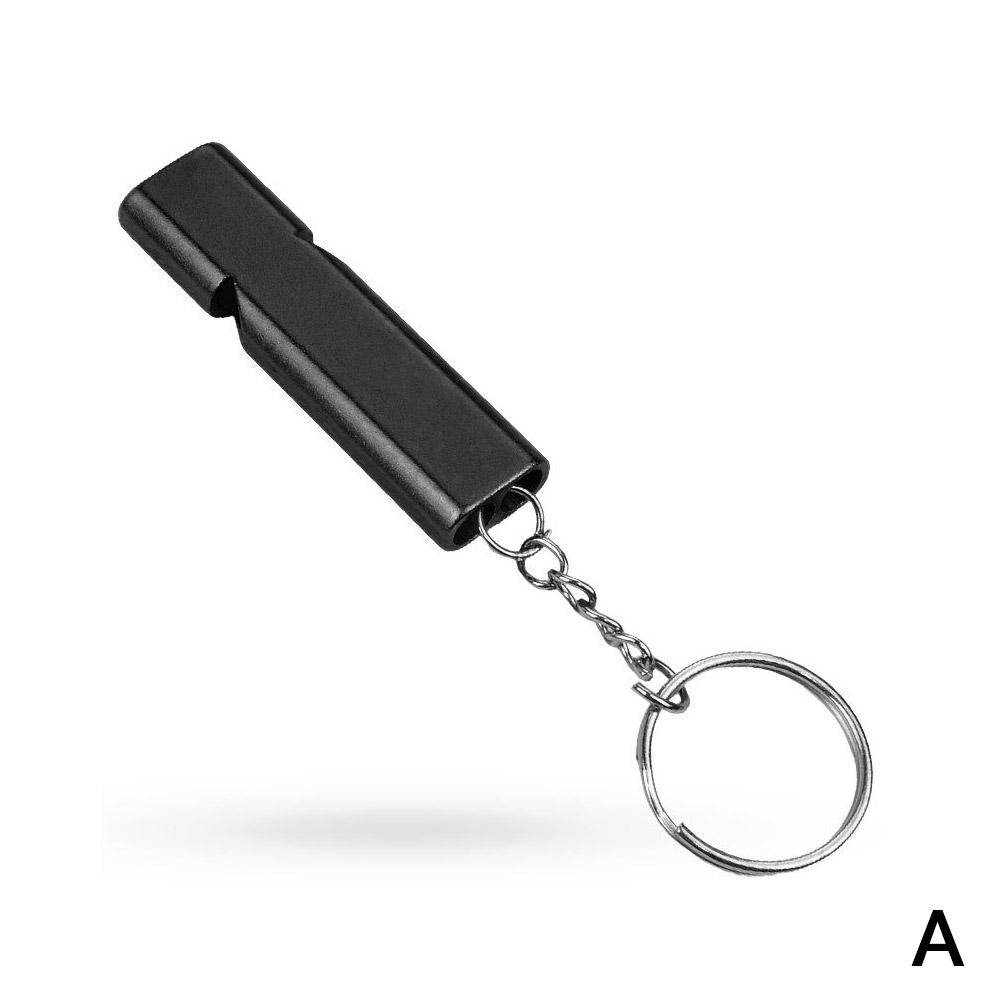 Fluier dublu din aluminiu cu inel pentru chei, pentru arbitri si activitati in aer liber, 5.5 cm [5]