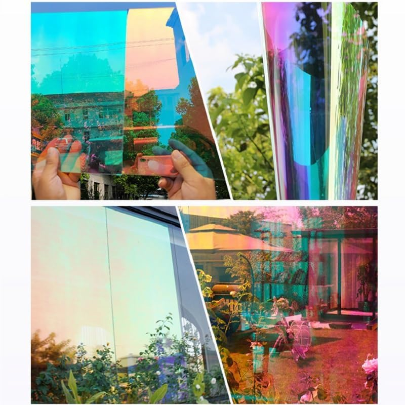 Folie Autoadeziva Pentru Geam Cu Protectie Solara UV, Blue Neon, Model Cameleon Holografic Albastru, Calitate Premium, Dimensiune 200 x 60 cm CBD CORAL BEST DEALS [14]