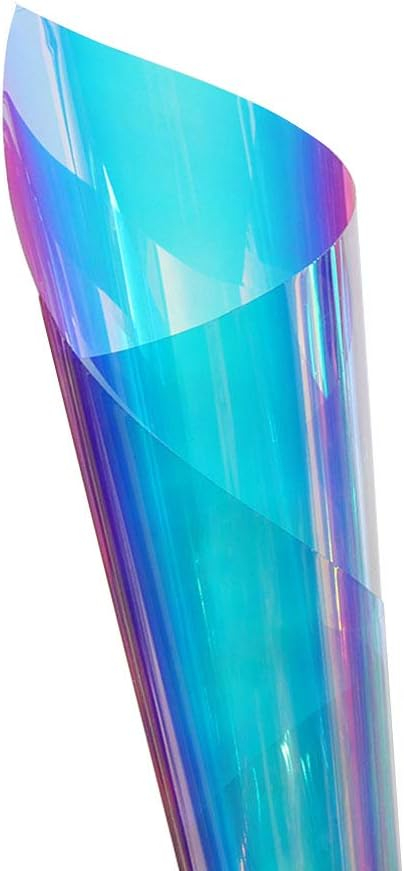 Folie Autoadeziva Pentru Geam Cu Protectie Solara UV, Blue Neon, Model Cameleon Holografic Albastru, Calitate Premium, Dimensiune 200 x 60 cm CBD CORAL BEST DEALS [7]