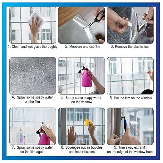 Folie Autoadeziva Pentru Geam cu Protectie Solara UV si Efect de Oglinda, Albastru, Calitate Premium, Dimensiune 200 x 60 cm CBD CORAL BEST DEALS [25]