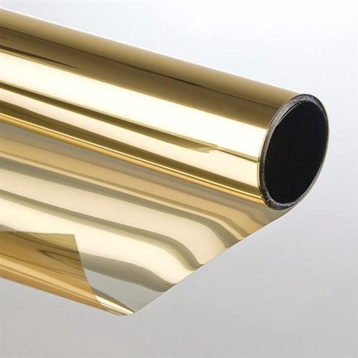 Folie Autoadeziva Pentru Geam cu Protectie Solara UV si Efect de Oglinda, Auriu, Gold, Calitate Premium, Dimensiune 200 x 60 cm CBD CORAL BEST DEALS [6]