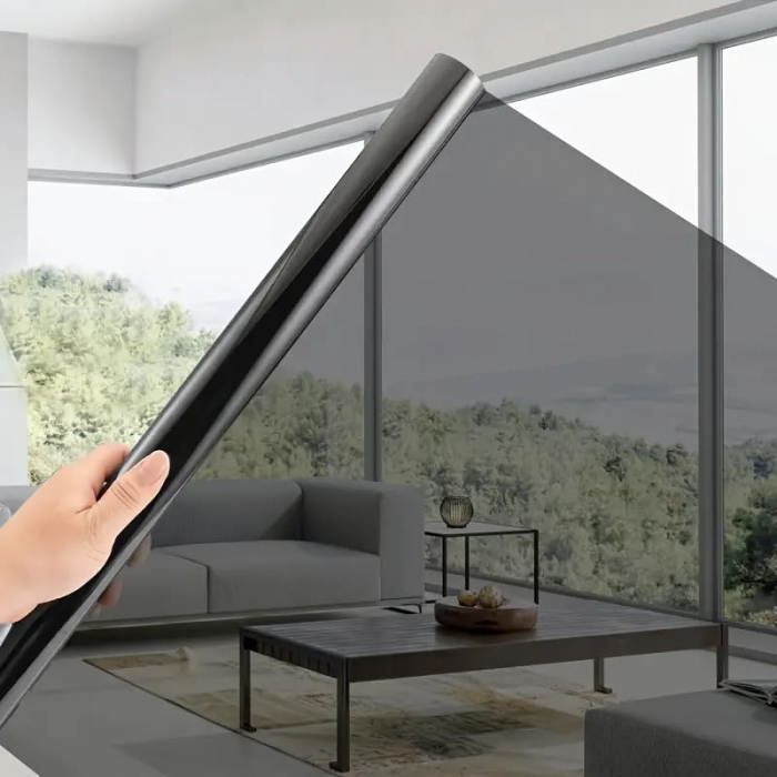 Folie Autoadeziva Pentru Geam cu Protectie Solara UV si Efect de Oglinda, Negru, Calitate Premium, Dimensiune 200 x 60 cm CBD CORAL BEST DEALS [4]