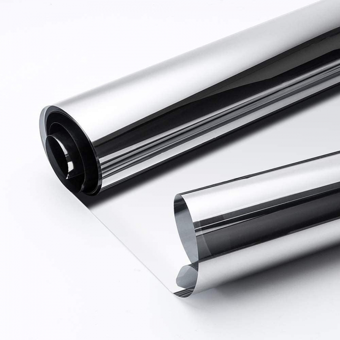 Folie Autoadeziva Pentru Geam cu Protectie Solara UV si Efect de Oglinda, Silver, Calitate Premium, Dimensiune 200 x 50 cm CBD CORAL BEST DEALS [15]