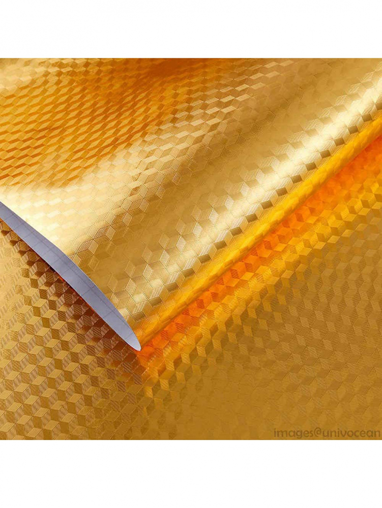 Folie Dcorativa, pentru Protectie Pereti si Mobila de Bucatarie, 40 x 200cm, Model 3D, Auriu, Galben, CBD CORAL BEST DEALS Auriu metalizat 40 cm [5]