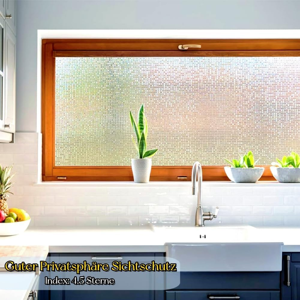 Folie decorativă pentru geam cu efect privacy 200 x 60 cm, model Mozaic holografic [4]