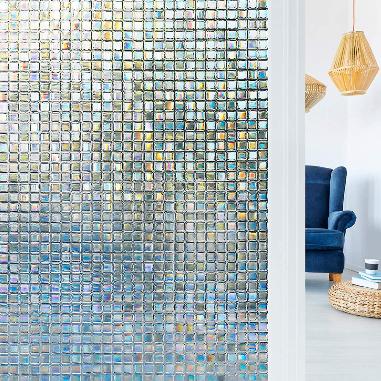 Folie decorativă pentru geam cu efect privacy 200 x 60 cm, model Mozaic holografic [6]