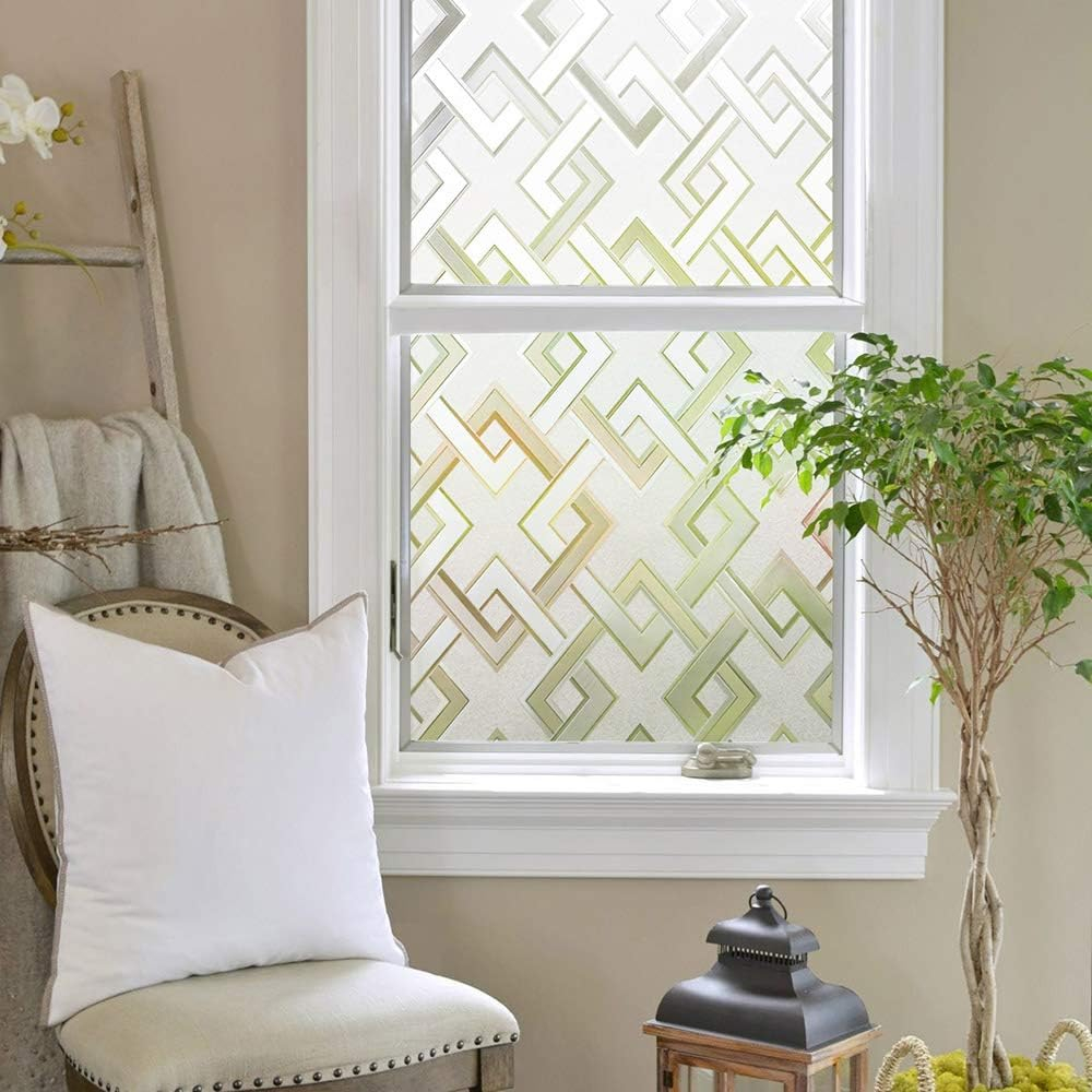 Folie decorativă pentru geam cu efect privacy 200 x 60 cm, model Romburi [2]