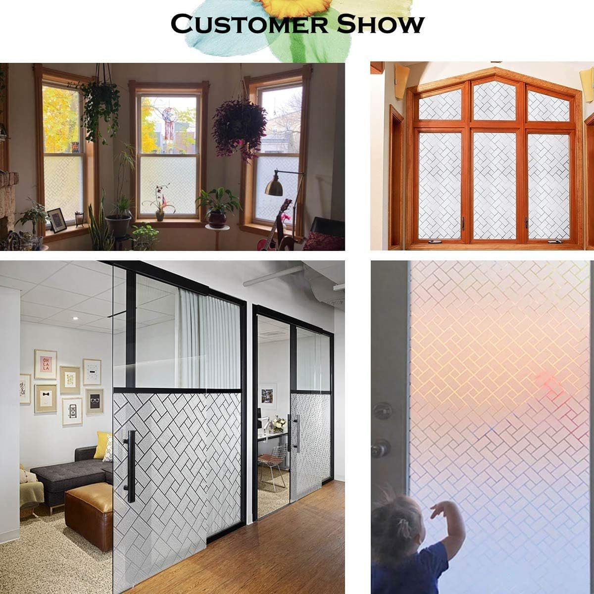 Folie geam privacy 200 x 60 cm, model Brick Pattern, pentru casă și birou [3]