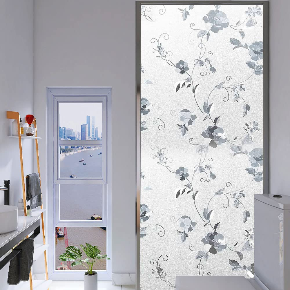 Folie geam privacy 200 x 60 cm, model Bujori, pentru casă și birou [4]