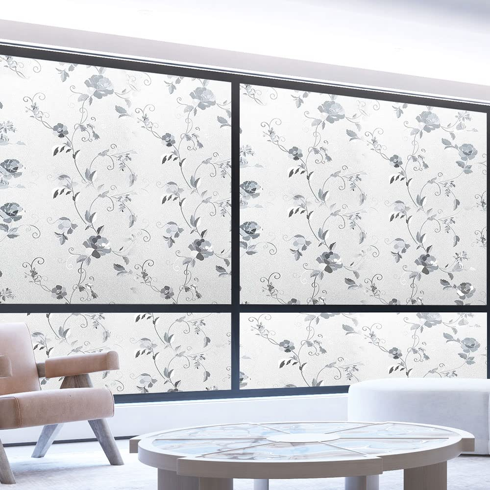 Folie geam privacy 200 x 60 cm, model Bujori, pentru casă și birou [3]