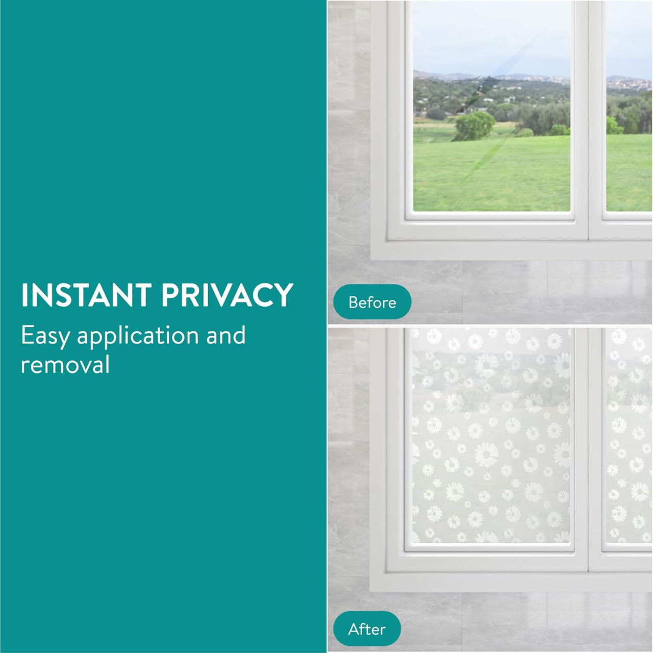Folie privacy decorativă pentru geam 200 x 60 cm, model Floarea-soarelui, protecție UV [4]