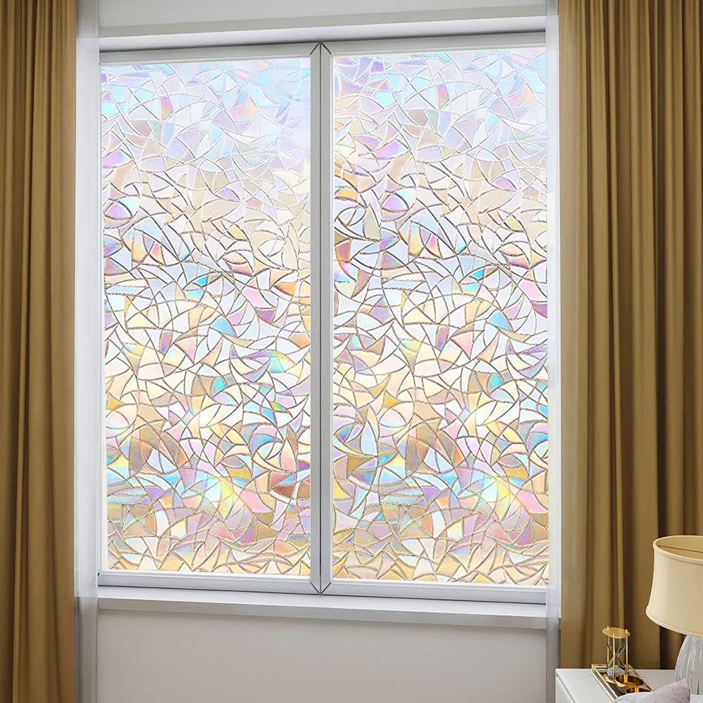 Folie privacy decorativă pentru geam 200 x 60 cm, model Geometric holografic, protecție UV [2]