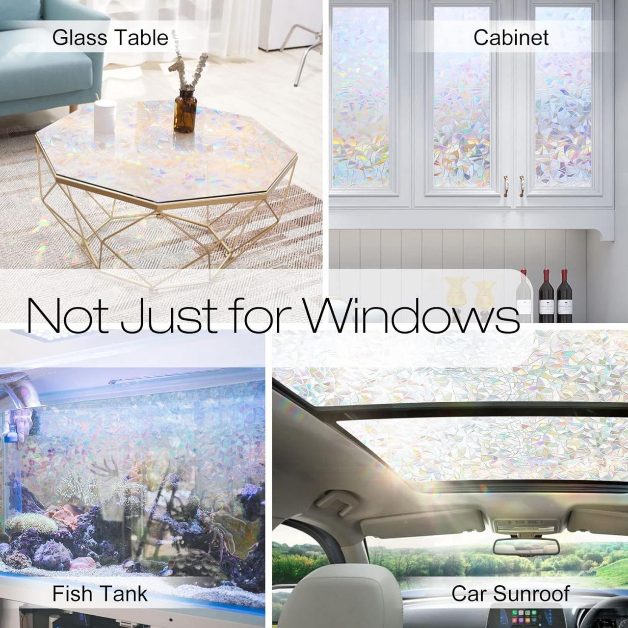Folie privacy decorativă pentru geam 200 x 60 cm, model Geometric holografic, protecție UV [3]