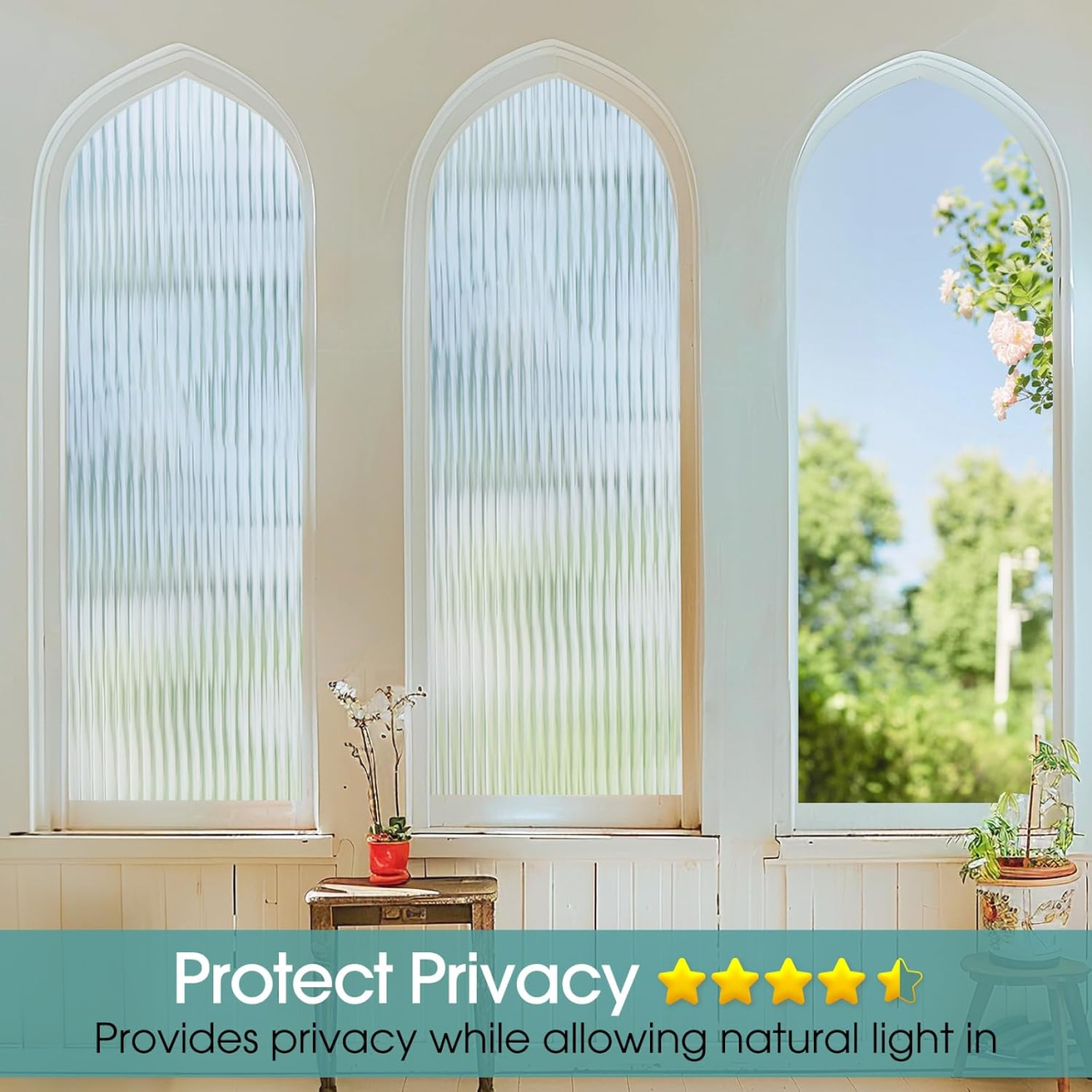 Folie privacy decorativă pentru geam 200 x 60 cm, model Reeded Glass, protecție UV [3]