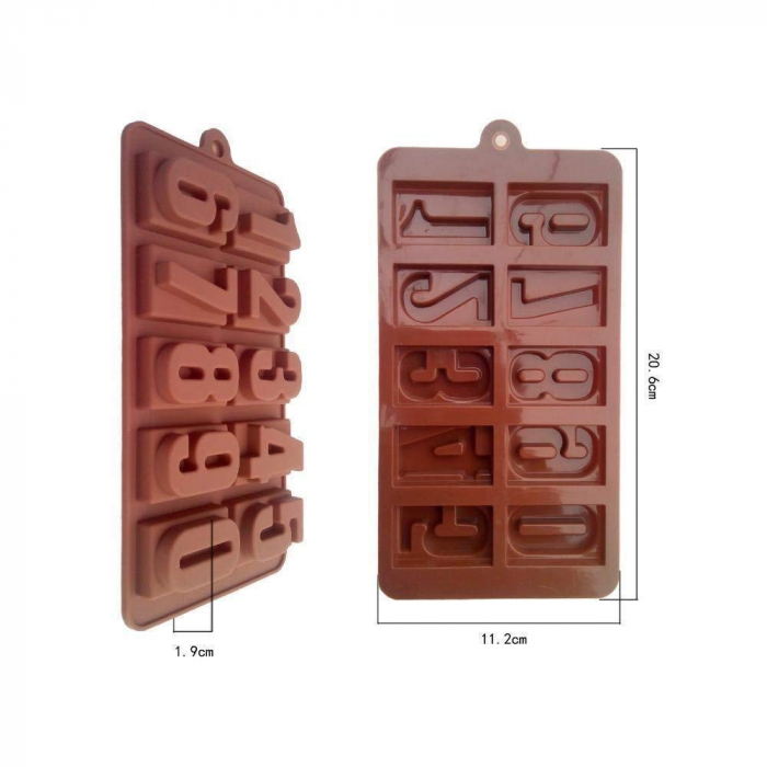 Forma din Silicon, Model Cifre pentru Ciocolata de Casa, Bomboane, Jeleuri sau Cuburi de Gheata, CBD CORAL BEST DEALS [1]