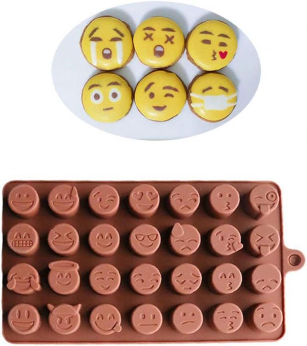 Forma din Silicon, Model Emoticoane pentru Ciocolata de Casa, Bomboane, Jeleuri sau Cuburi de Gheata, CBD CORAL BEST DEALS [3]