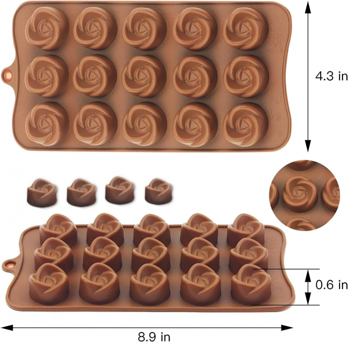 Forma din Silicon, Model Flori de Trandafir pentru Ciocolata de Casa, Bomboane, Jeleuri sau Cuburi de Gheata [1]