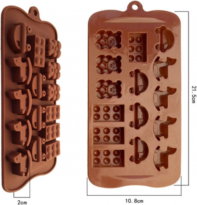 Forma din Silicon, Model Masinuta, Lego, Ursuleti, pentru Ciocolata de Casa, Bomboane, Jeleuri sau Cuburi de Gheata, CBD CORAL BEST DEALS [3]