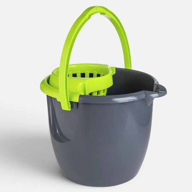 Găleată Rotundă pentru Mop cu Storcător, Gri-Verde, 13 L [2]