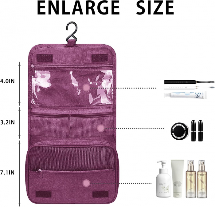 Geanta Cosmetice Grena, pentru Voiaj si Transport Produse de Igiena Personala, Impermeabila, CBD CORAL BEST DEALS [2]