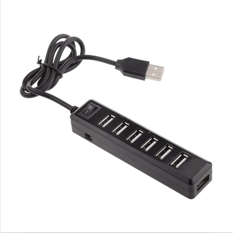 Hub cu 7 Porturi USB cu Transfer Super Rapid 480mbps Hi-Speed, Buton On/Off, Negru, CBD CORAL BEST DEALS Negru [6]