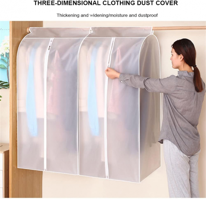 Husa Protectie Haine, pentru Dressing sau Sifonier, Material Premium Impermeabil, 50 x 60 x 150 cm, Alb, CBD CORAL BEST DEALS [9]