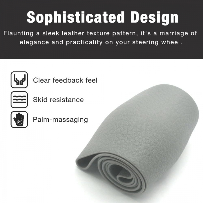 Husa Volan Gri din Silicon Elastic, Pentru Protejarea Volanului Masinii si Condus Confortabil, Universal Compatibila, Diametru 32-40 cm, CBD CORAL BEST DEALS [3]