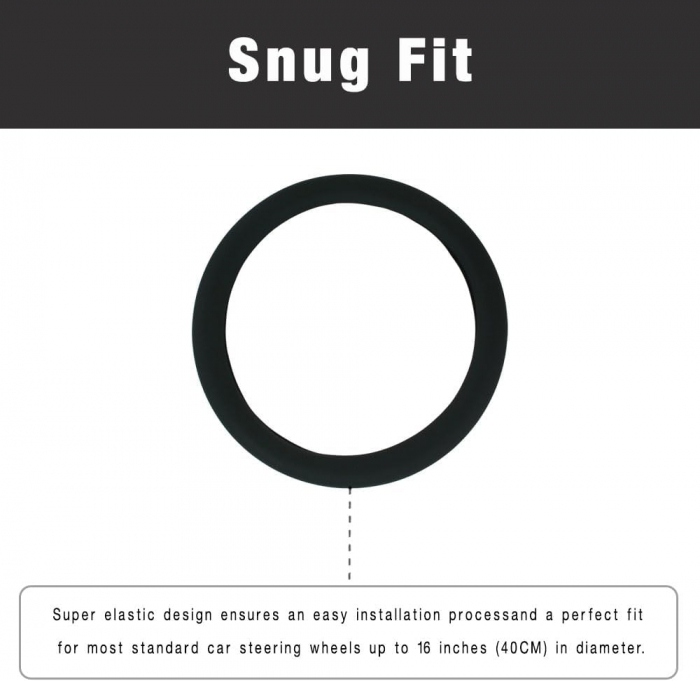 Husa Volan Negru din Silicon Elastic, Pentru Protejarea Volanului Masinii si Condus Confortabil, Universal Compatibila, Diametru 32-40 cm, CBD CORAL BEST DEALS [2]
