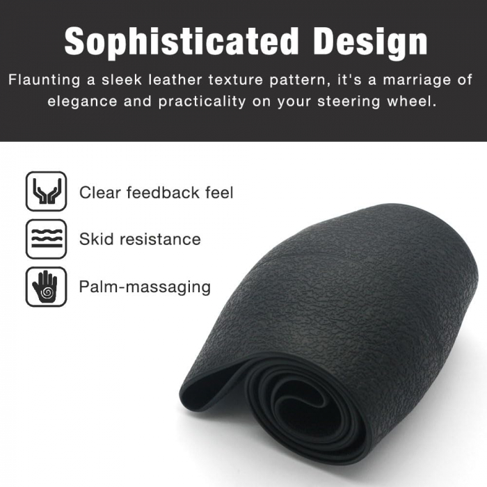 Husa Volan Negru din Silicon Elastic, Pentru Protejarea Volanului Masinii si Condus Confortabil, Universal Compatibila, Diametru 32-40 cm, CBD CORAL BEST DEALS [7]