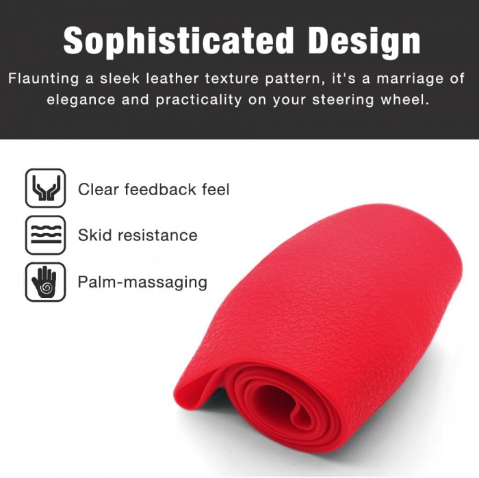 Husa Volan Rosu din Silicon Elastic, Pentru Protejarea Volanului Masinii si Condus Confortabil, Universal Compatibila, Diametru 32-40 cm, CBD CORAL BEST DEALS [8]