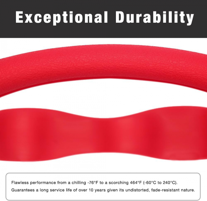 Husa Volan Rosu din Silicon Elastic, Pentru Protejarea Volanului Masinii si Condus Confortabil, Universal Compatibila, Diametru 32-40 cm, CBD CORAL BEST DEALS [7]