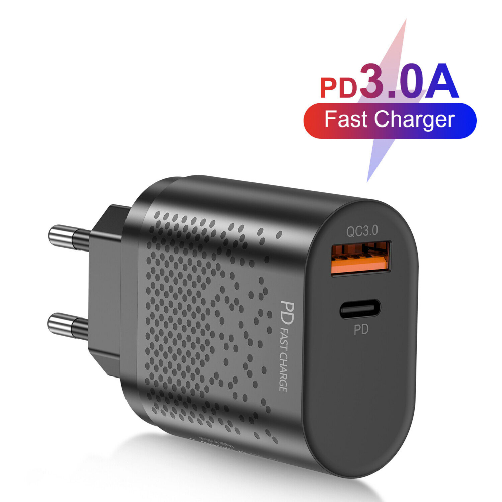 Incarcator Retea cu 2 Porturi USB Ultra Charge 1x USB 3.0 si 1x USB Tip Csi Priza Inteligent cu Incarcare Super Rapida Compatibil Universal, Negru Negru 5 Ah [4]
