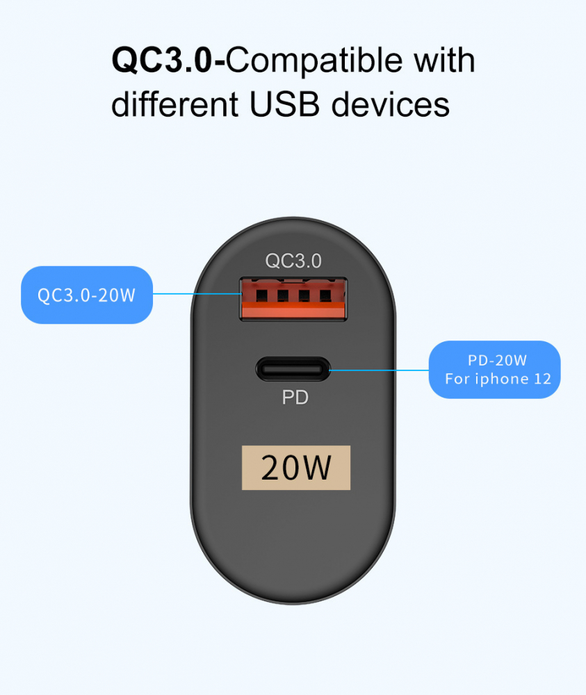 Incarcator Retea cu 2 Porturi USB Ultra Charge 1x USB 3.0 si 1x USB Tip Csi Priza Inteligent cu Incarcare Super Rapida Compatibil Universal, Negru Negru 5 Ah [14]