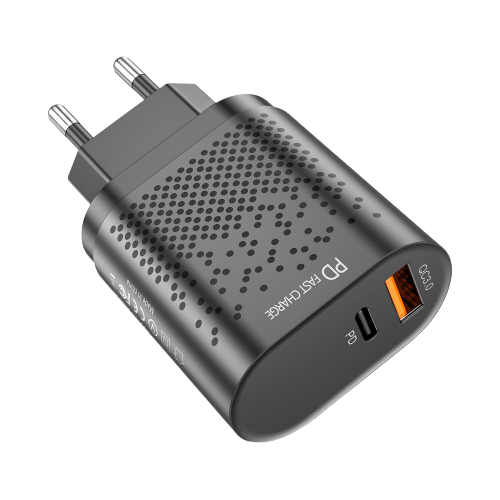 Incarcator Retea cu 2 Porturi USB Ultra Charge 1x USB 3.0 si 1x USB Tip Csi Priza Inteligent cu Incarcare Super Rapida Compatibil Universal, Negru Negru 5 Ah [1]