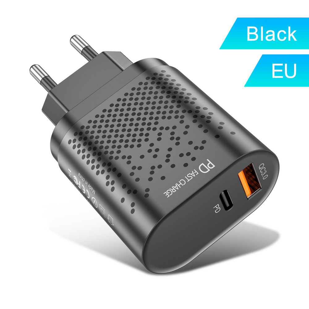 Incarcator Retea cu 2 Porturi USB Ultra Charge 1x USB 3.0 si 1x USB Tip Csi Priza Inteligent cu Incarcare Super Rapida Compatibil Universal, Negru Negru 5 Ah [9]